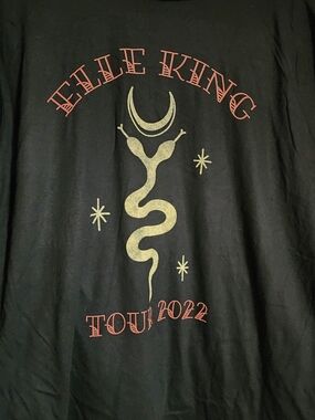 Sony Black Short Sleeve Tee with Gold Snake & Pink Lettering